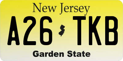 NJ license plate A26TKB