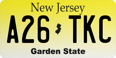 NJ license plate A26TKC