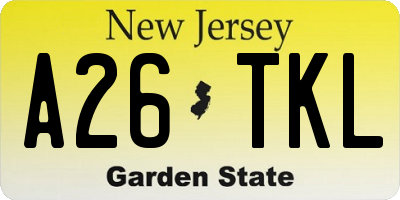 NJ license plate A26TKL