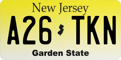 NJ license plate A26TKN