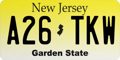 NJ license plate A26TKW
