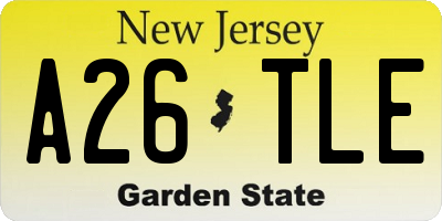 NJ license plate A26TLE