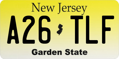 NJ license plate A26TLF
