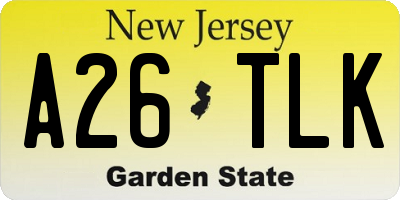 NJ license plate A26TLK