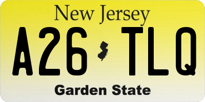 NJ license plate A26TLQ