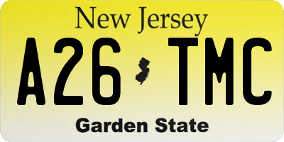 NJ license plate A26TMC
