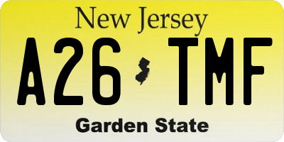 NJ license plate A26TMF