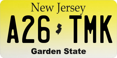 NJ license plate A26TMK