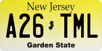 NJ license plate A26TML