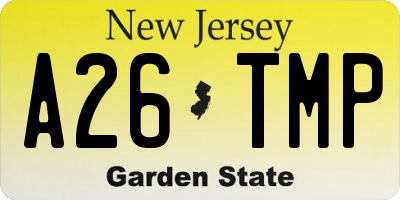 NJ license plate A26TMP