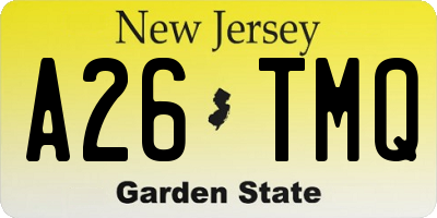 NJ license plate A26TMQ