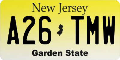 NJ license plate A26TMW