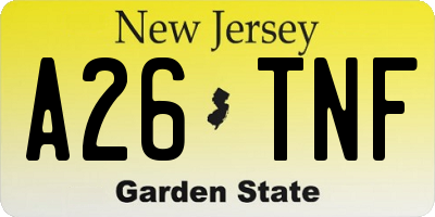 NJ license plate A26TNF