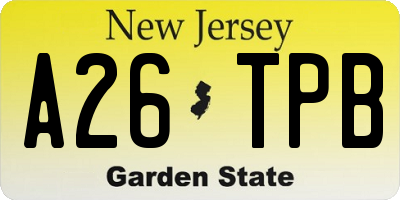NJ license plate A26TPB