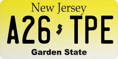 NJ license plate A26TPE