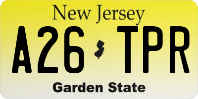 NJ license plate A26TPR