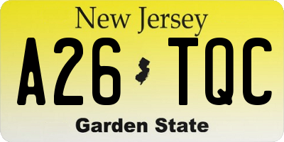 NJ license plate A26TQC