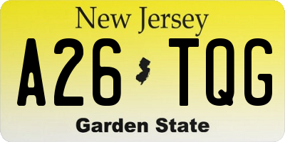 NJ license plate A26TQG