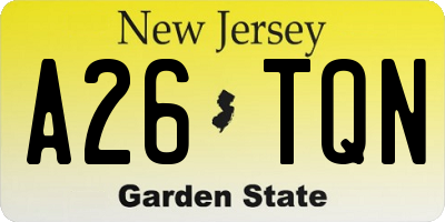 NJ license plate A26TQN