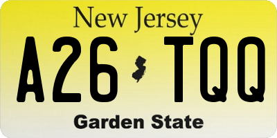 NJ license plate A26TQQ