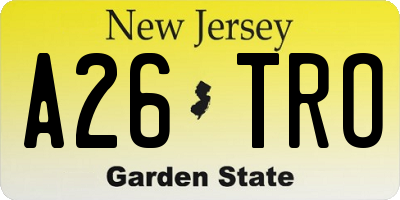 NJ license plate A26TRO