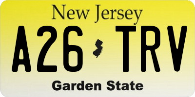 NJ license plate A26TRV