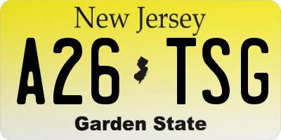 NJ license plate A26TSG