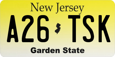 NJ license plate A26TSK