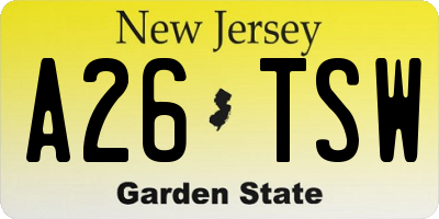 NJ license plate A26TSW