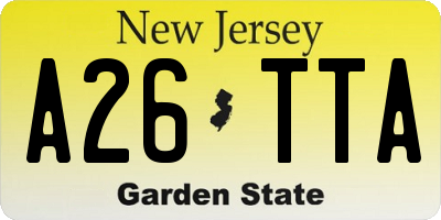 NJ license plate A26TTA