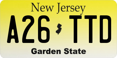 NJ license plate A26TTD