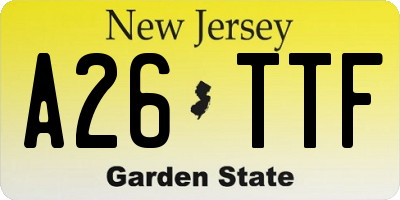 NJ license plate A26TTF