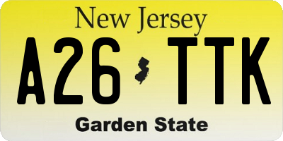 NJ license plate A26TTK