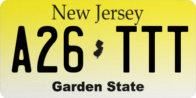 NJ license plate A26TTT