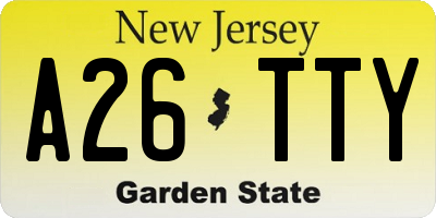 NJ license plate A26TTY