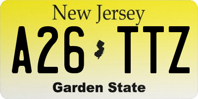 NJ license plate A26TTZ