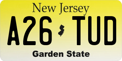NJ license plate A26TUD