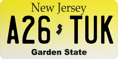 NJ license plate A26TUK
