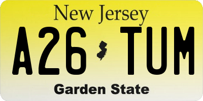NJ license plate A26TUM
