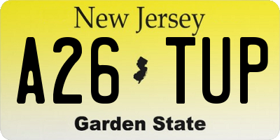 NJ license plate A26TUP