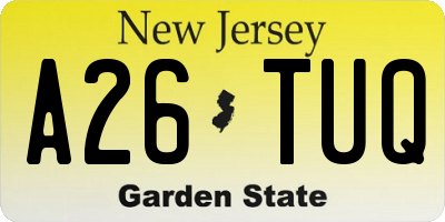 NJ license plate A26TUQ