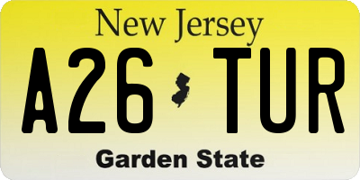 NJ license plate A26TUR