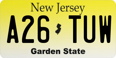 NJ license plate A26TUW