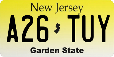 NJ license plate A26TUY
