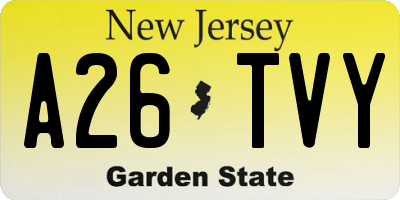 NJ license plate A26TVY