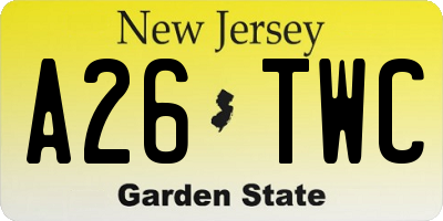 NJ license plate A26TWC