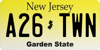 NJ license plate A26TWN