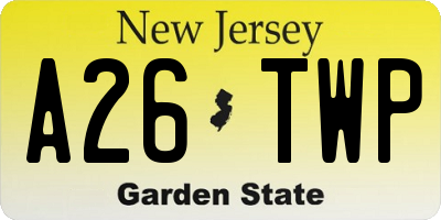 NJ license plate A26TWP