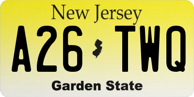 NJ license plate A26TWQ