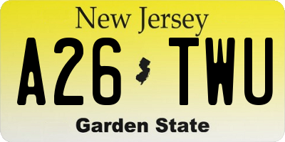 NJ license plate A26TWU